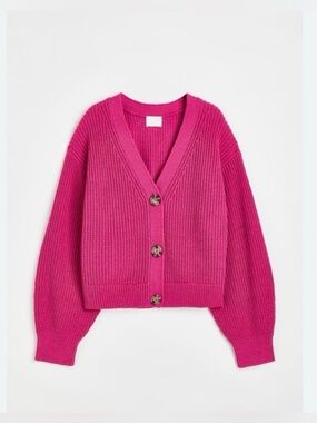 H&M Women's Pink Sweater Buttoned Down Cardigan